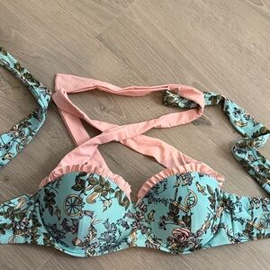 Disney Sleeping Beauty Blue Floral Bikini Top